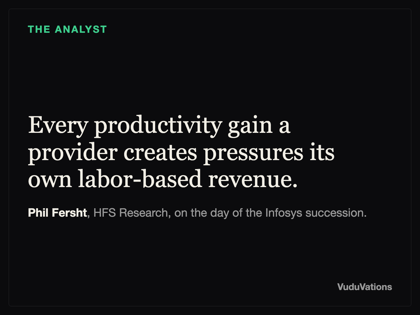 The paradox at the center of the services reckoning, named on the day of the Infosys succession.