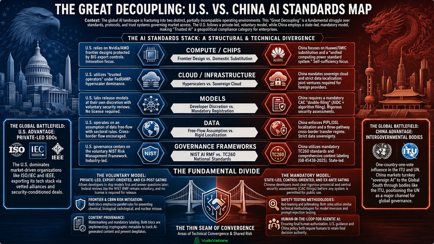 The Great Decoupling: the US and China AI standards map